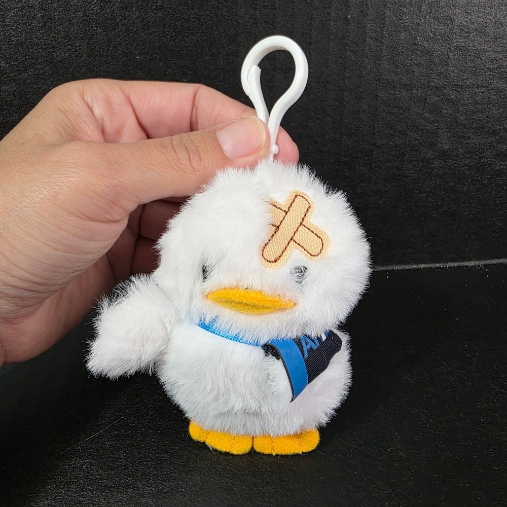 Aflac Duck Plush Keychain White Bird Bandaged Wing Talking Bag Clip DGCL2501‎